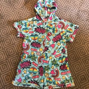 Fuzzy Short Onesie Romper Pajamas PJs